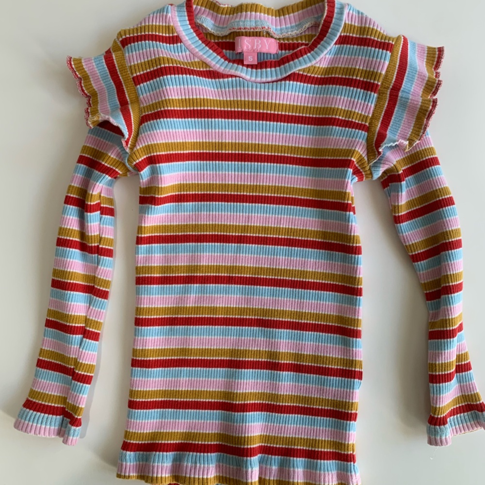 Red and Pink Striped Long Sleeve Tee